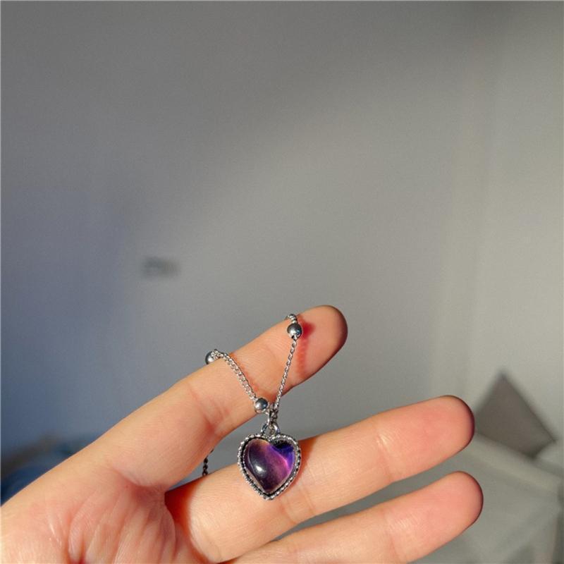Women Jewelry Color Changing Necklace Pendant Best Gifts Titanium Steel Chain