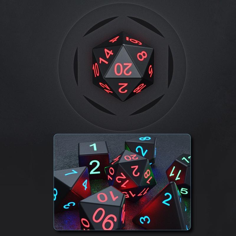 7pcs/set Electronic Dice LED D4-D20 Glow LED Cubes Game Board Table Games