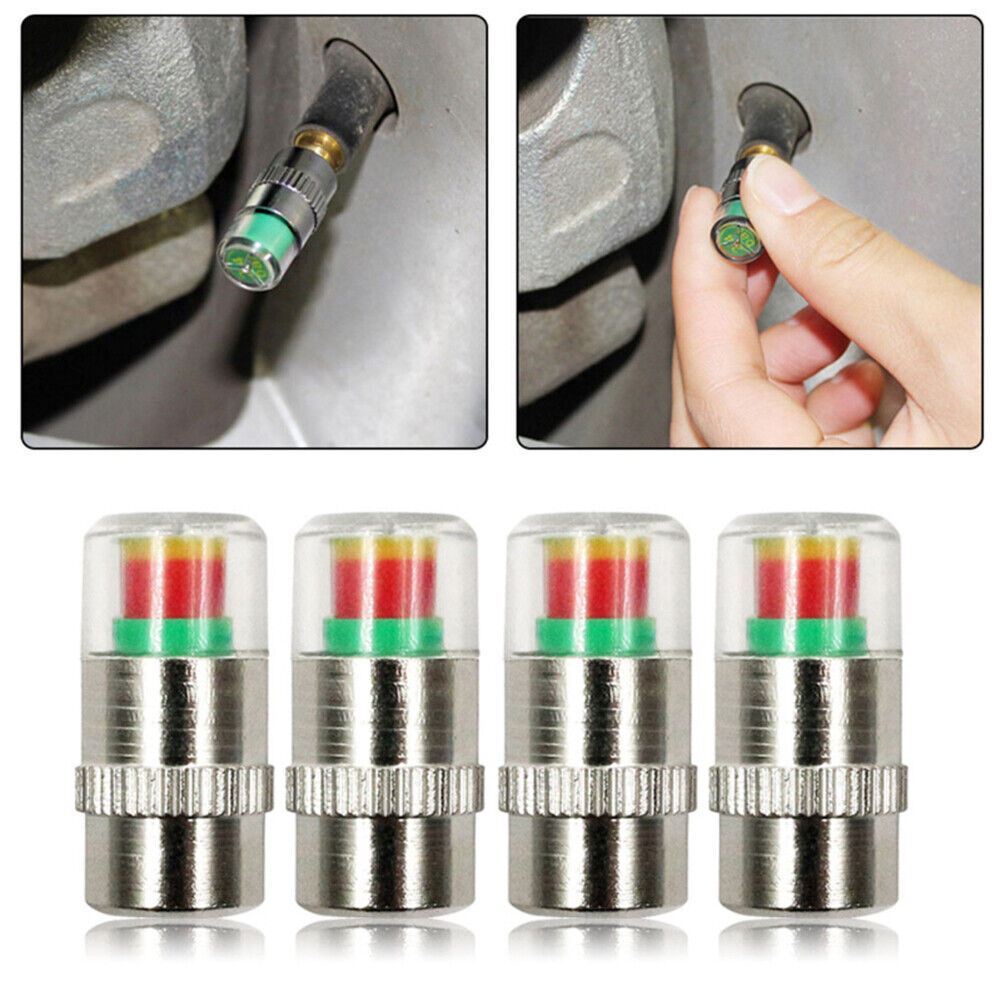 4pcs 36psi Car Tire Pressure Detection Cap Monitoring External Valve Caps