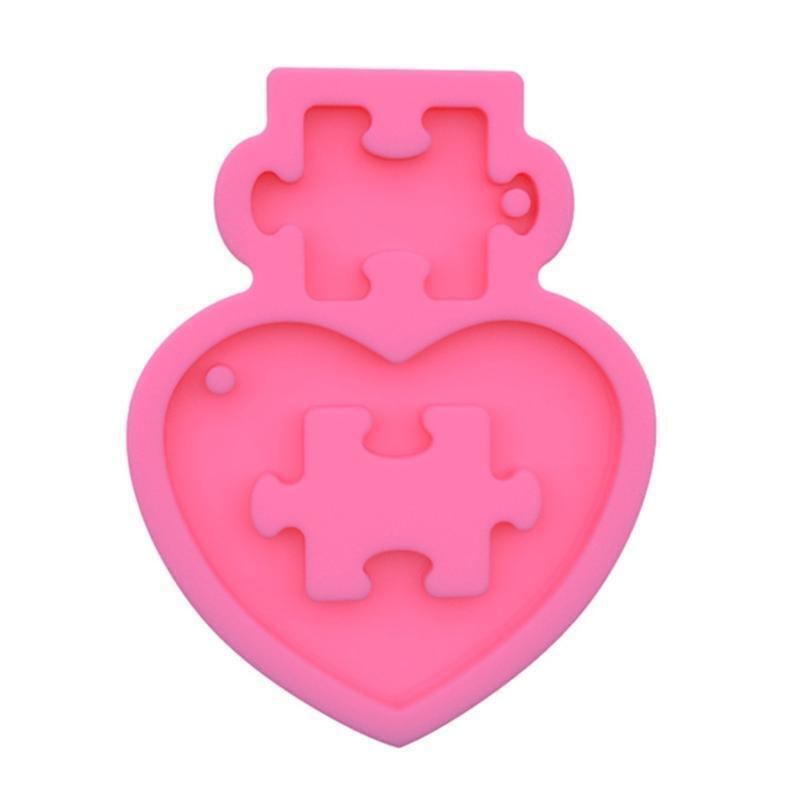 Handmade Couple Love Key Chain Casting Mold DIY Crafts Pendant Silicone Mould