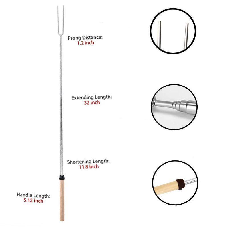 8 Pcs Marshmallow Roasting Sticks with Wooden Handle Extendable Forks Set Smores