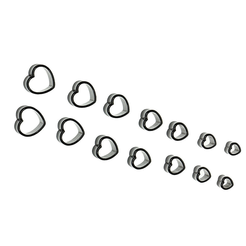 7 Pairs Heart Acrylic Tunnels Ear Stretcher Expander Gauges