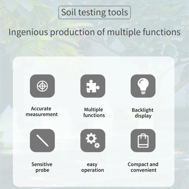 Soil Moisture Meter Soil Test Kit PH/ Moisture/Temperature/Light/Ambient Meter