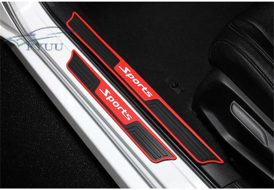 4x Car Door Scuff Sill Panel Step Protector Black Rubber Sport Style Universal