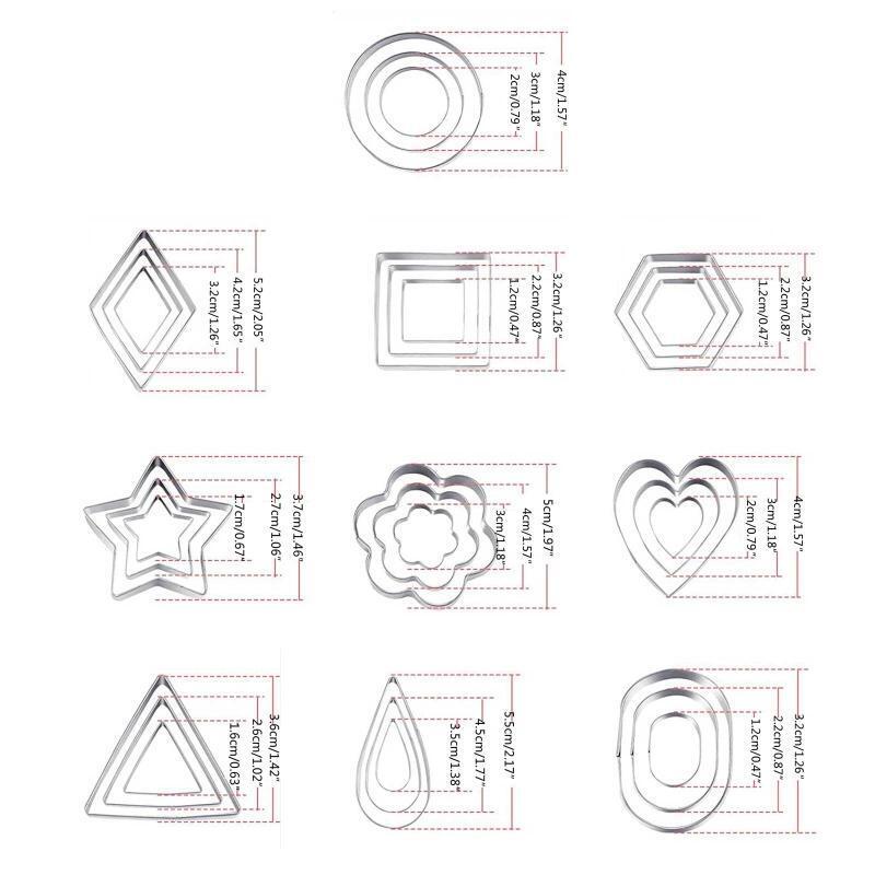 30 Pcs Polymer Clay Cutters Geometric Stainless Steel Cutters Clay Earring Cutte
