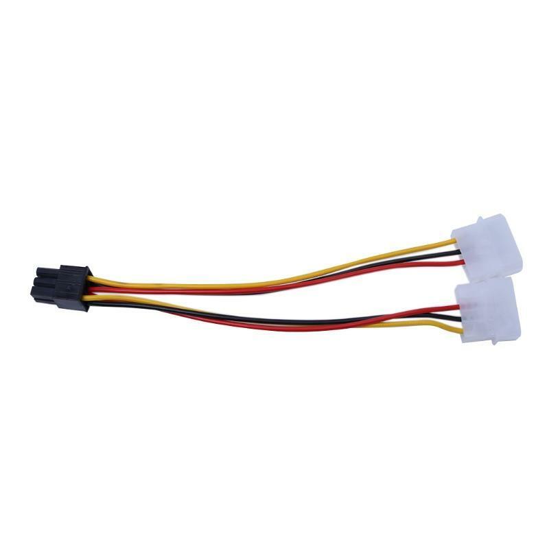 10Pcs/Set Dual Molex 4-Pin To One PCI-E 6-Pin Power Connector Y Adapter Cable