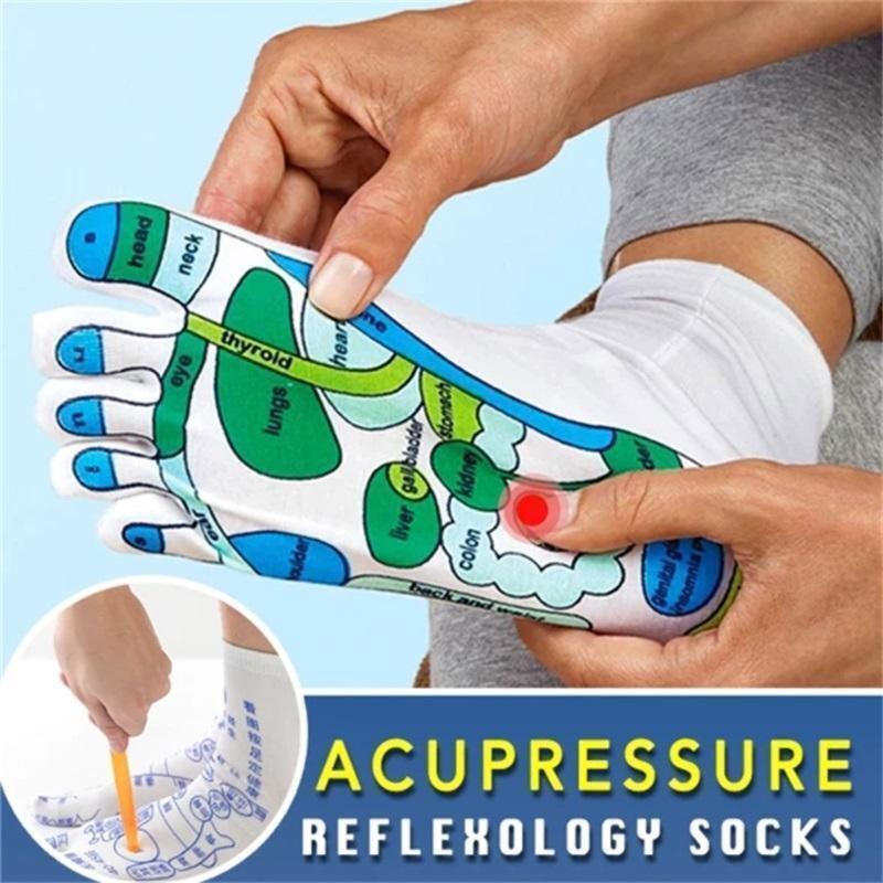 Acupressure Reflexology Socks Foot Massage English Schematic Hosiery with Stick