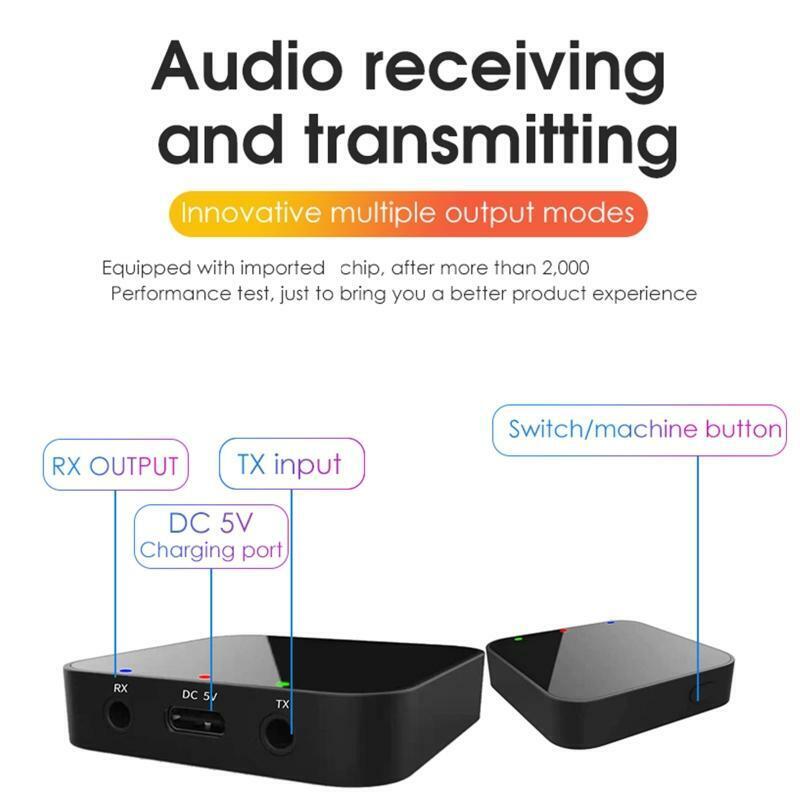 New 5.0 Bluetooth-compatible Transmitter Receiver 3.5mm AUX for Computer Car PC