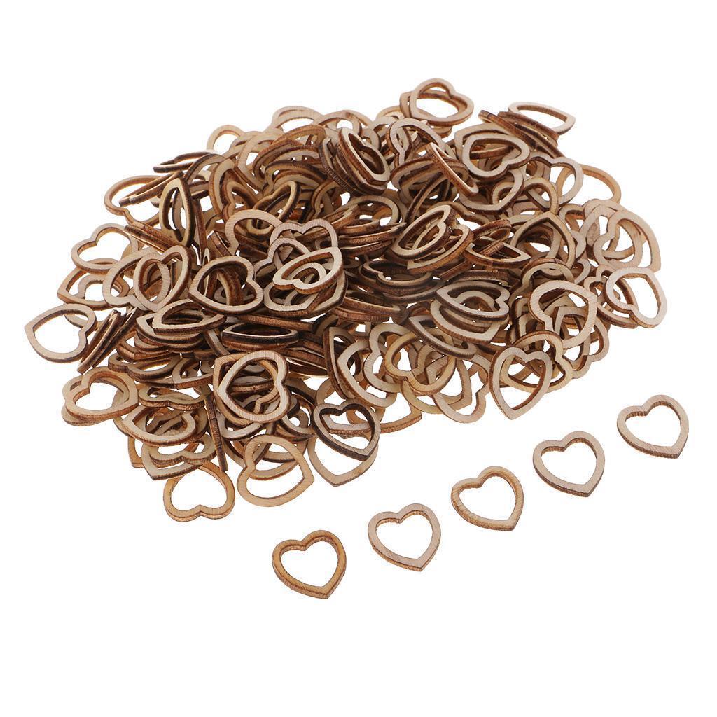 250 Pieces Natural Wooden Heart Slices Craft Wood Embellishments Decorations