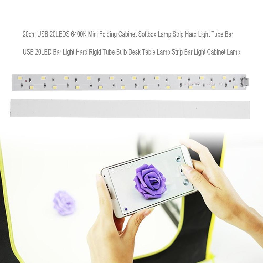 20cm 20LEDS 6400K Mini Folding Cabinet Softbox Lamp Strip Hard Light Tube