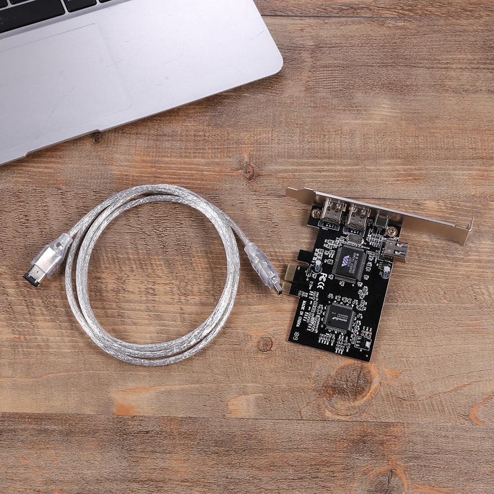 3 Ports 1394A Expansion Card PCI-E to IEEE 1394 1x 4Pin 2x 6Pin DV Adapter
