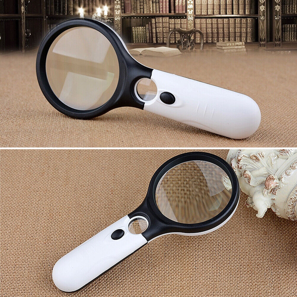 3 LED Light 45X Handheld Reading Magnifying Glass Lens Jewelry Watch Loupe