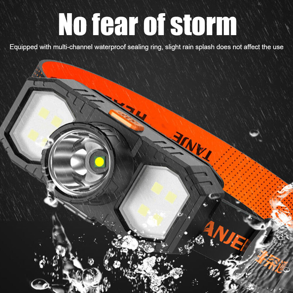Waterproof LED Headlight USB Rechargeable XPE COB Fishing Headlamp Torch