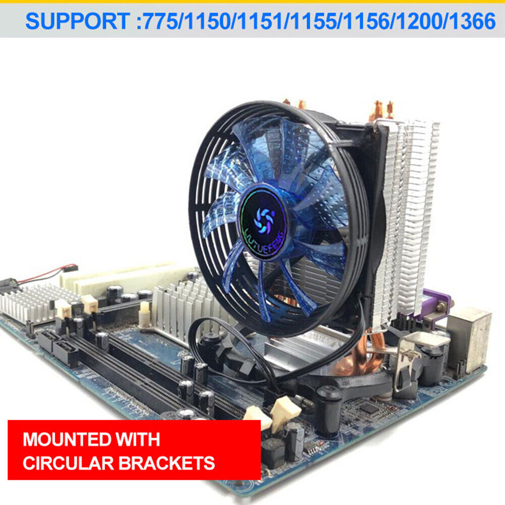 120mm 2 Heat Pipes CPU Cooler Cooling Fans Heatsink for LGA 775 1155 1156