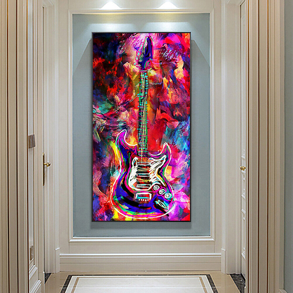 Abstract Guitar Oil Paint By Numbers Kit DIY Handpainted on Canvas Wall Art