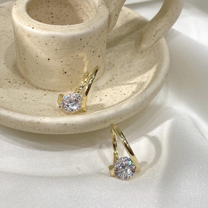 Female Jewelry Irregular Zircon Ear Buckle Elegant Zircon Crystal Earring Dangle