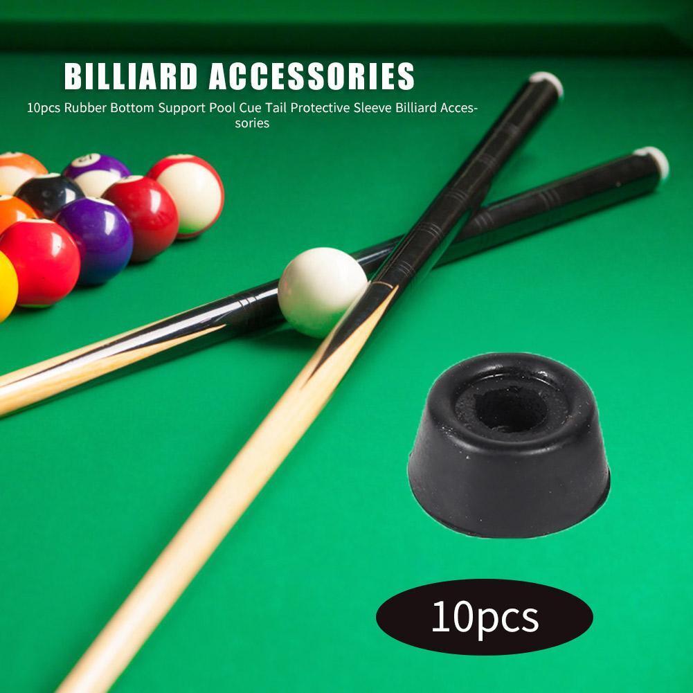 10pcs Pool Cue Tail Protective Sleeve Billiard Rubber Bottom Support Pad