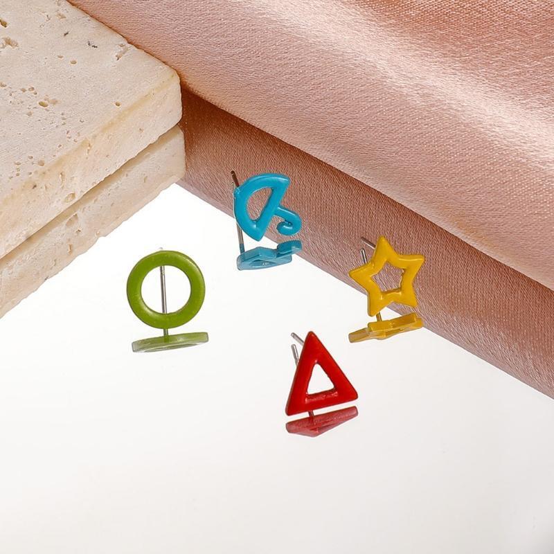 Simple Color Geometric Earrings Set Sweet and Fun Small Fresh Fashion Earrings