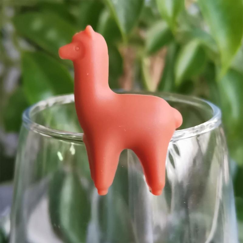 Silicone Wine Glass Tag Alpaca Glass Identifiers Red Wine Drink Tags 6 Pieces
