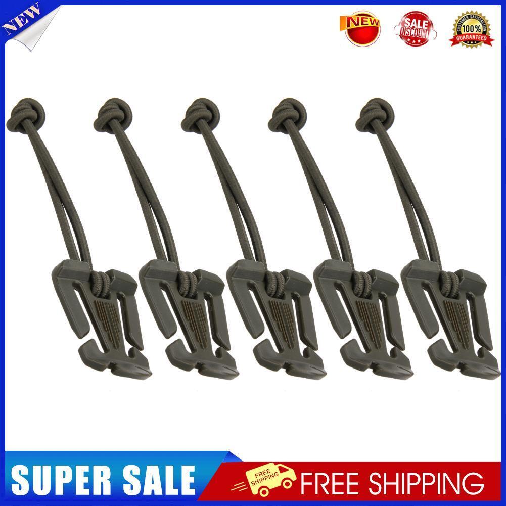 5pcs Molle Backpack Carabiner Elastic Rope Webbing Fix Buckle (Army Green)