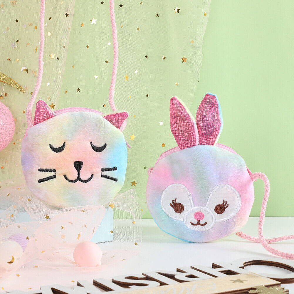 Kids Plush Cartoon Licorne Handbag Girls Zipper Mini Crossbody Bag (Rabbit)