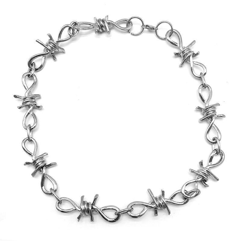 Personalized Men's Jewelry Set Alloy Barbed Wire Brambles Bracelet Necklace Gift