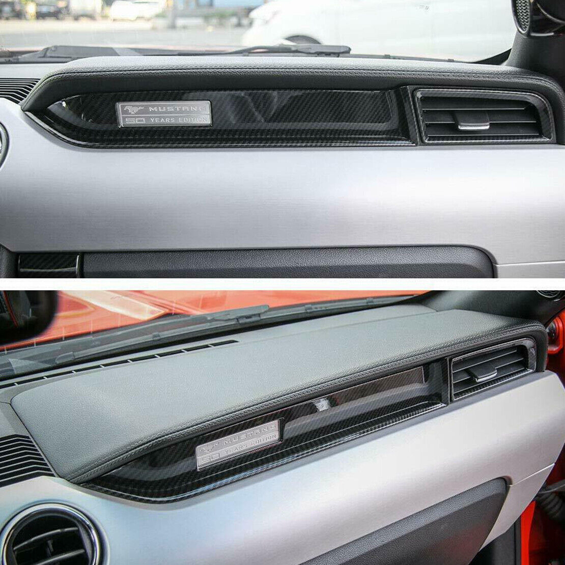 Carbon Fiber style Interior Co-pilot Dashboard Cover Fit For Ford Mustang 15-19