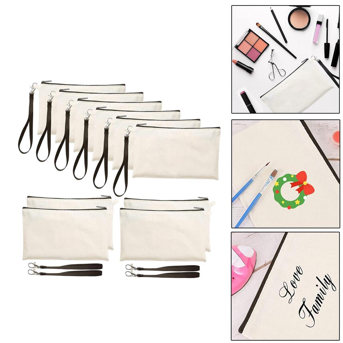 10x Blank Pencil Bags Heat Transfer Cosmetic Bags Kids Wristband DIY Kit