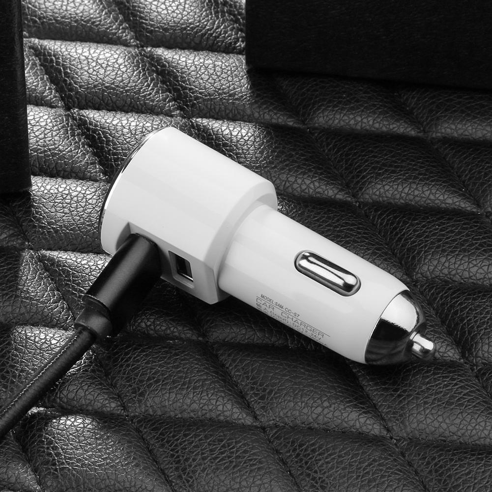 Universal Dual USB Car Charger Digital LED Display 5V 3.4A Adapter (White)