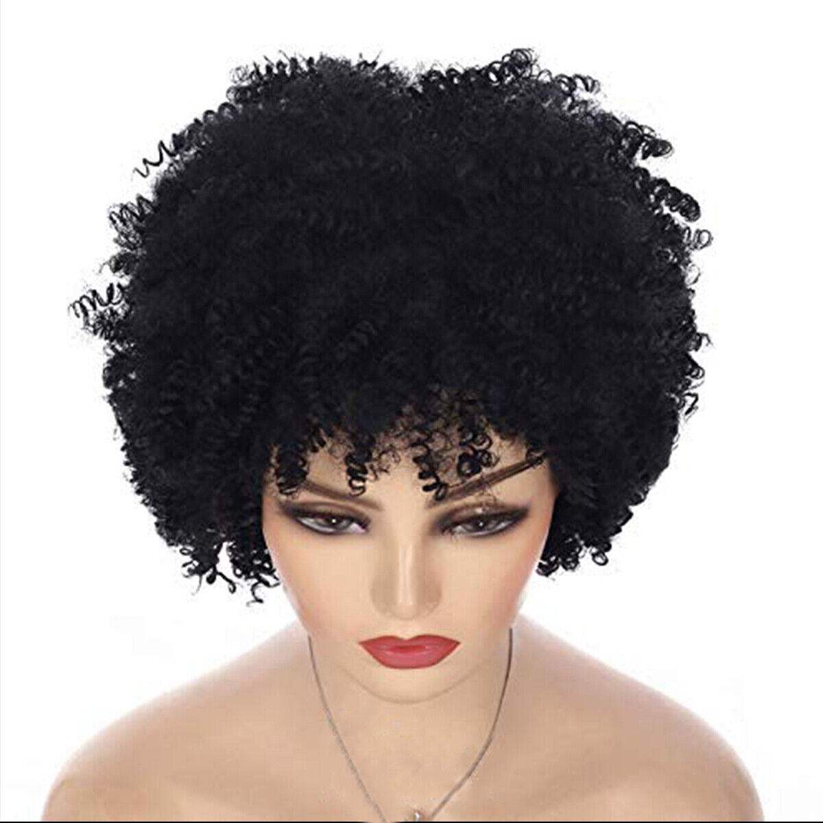 Women's Fashion Short Bob Afro Curly Wigs Pink Full Wig Synthetic Hair for Party