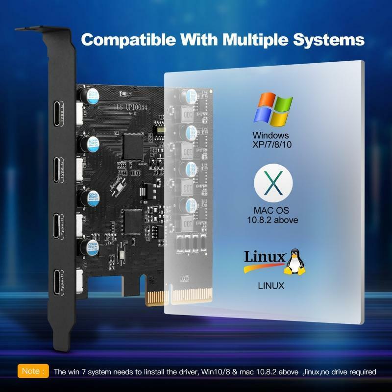 PCIE USB3.1 Expansion Card PCI Express to USB Type C Adapter Converter 4 Ports