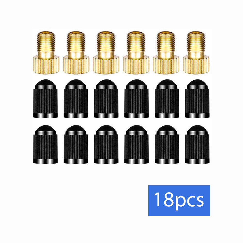 18pcs Presta Valve Adaptors + Tire Valve Cap Set Bike Tire Valve Adapters