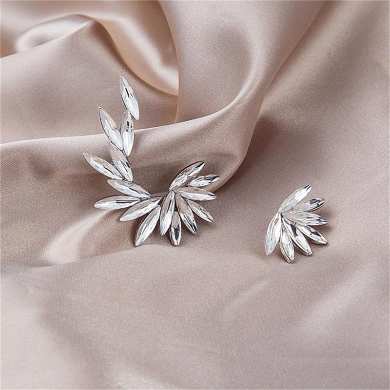 Feather Wing Shape Stud Earring Asymmetric Fashion Sparkly Earrings Jewelry