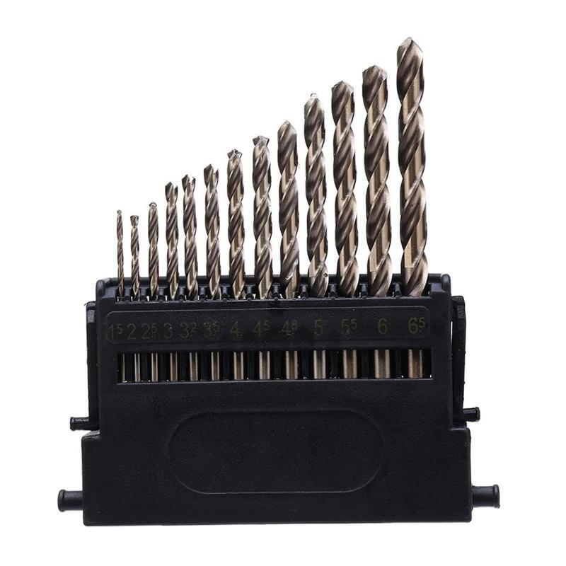 13 Pieces HSS Bench Twist Drill Bit Set for Daily Home Maintenance High Hardness
