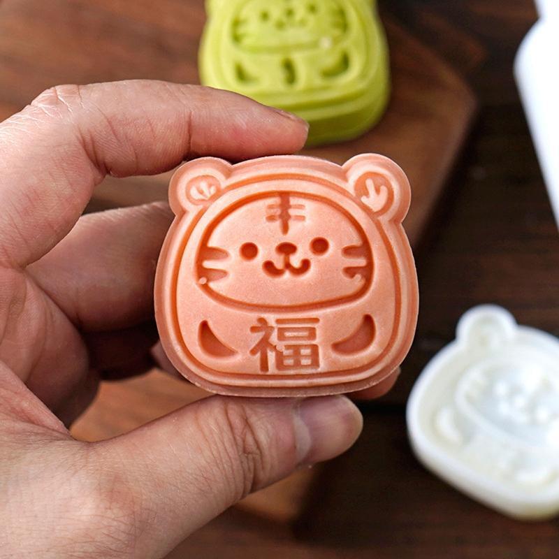 Tiger Shaped Stamps Moon Cake Moulds for Mid-Autumn Festival DIY Baking Mooncake