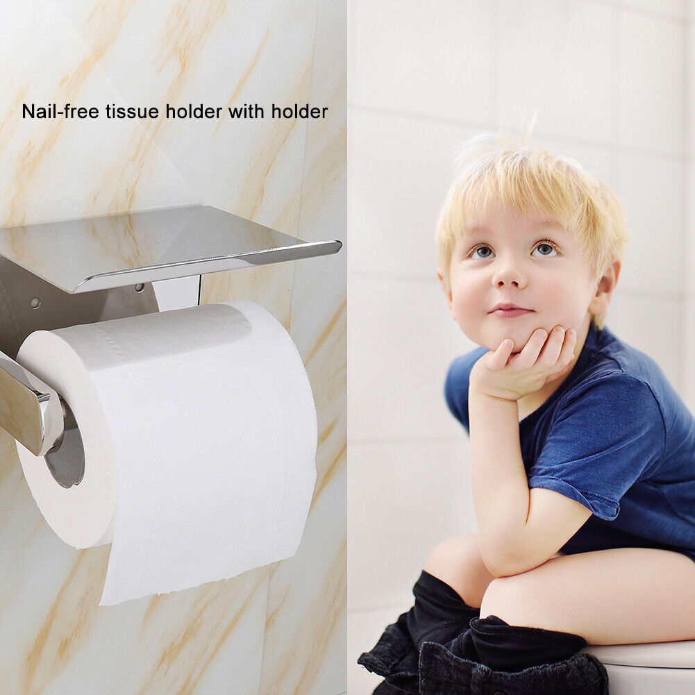 Bathroom Stainless Steel Mobile Phone Paper Towel Holder Storage Organizer