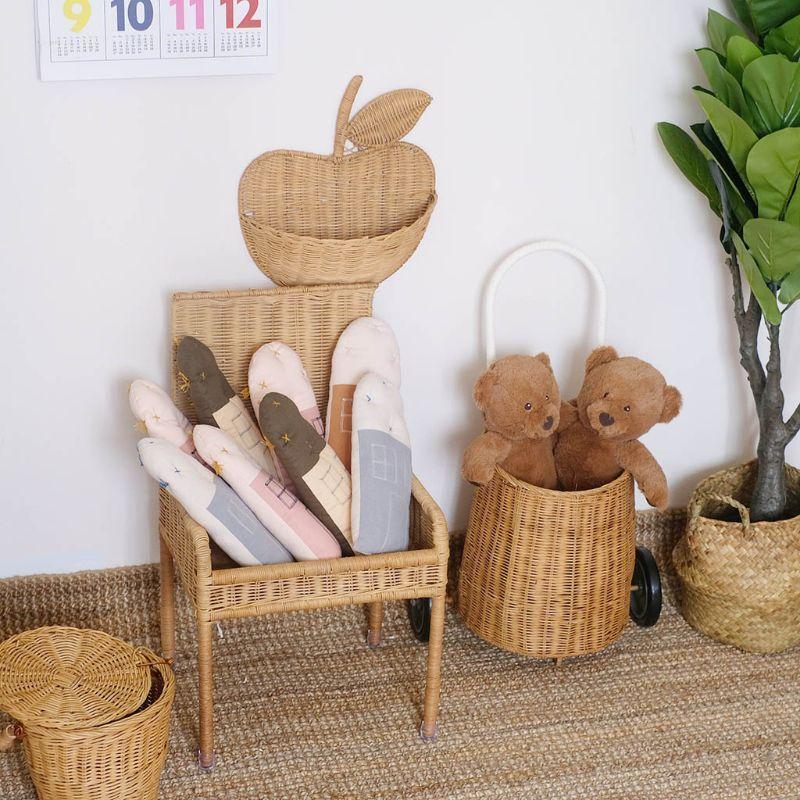 Hanging Clothing Home Decor Cute Hand Woven Fruit Shape Rattan Basket Organizer