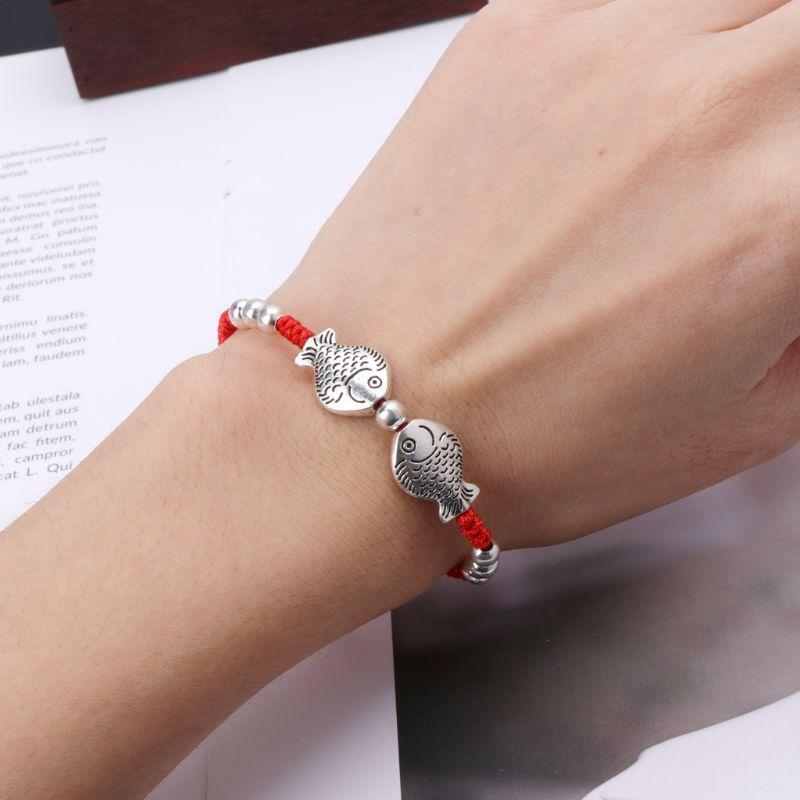 Two Fish Charm Red String Rope Braided Kabbalah Bracelets Women Fashion Jewelry