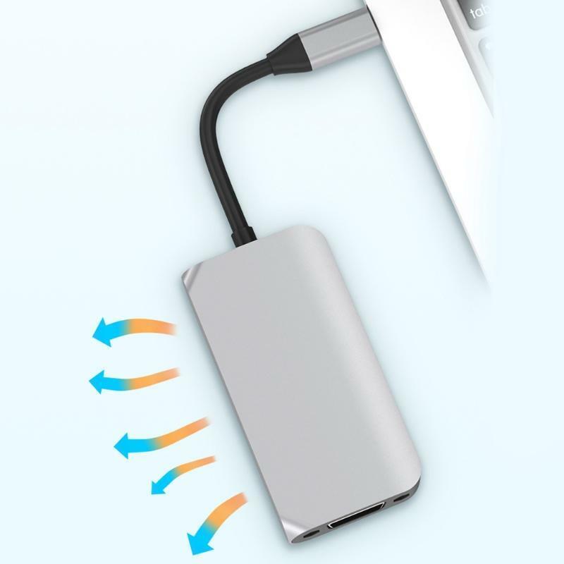 Mini 4-in-1 Display Port Hub TV Adapter Cable Expansion Dock Digital Wire Parts