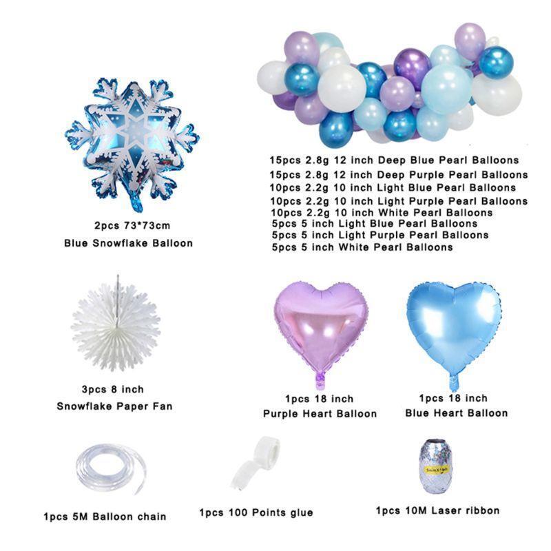Balloon Kit Light Blue White Purple Snowflake Latex Balloon for Christmas