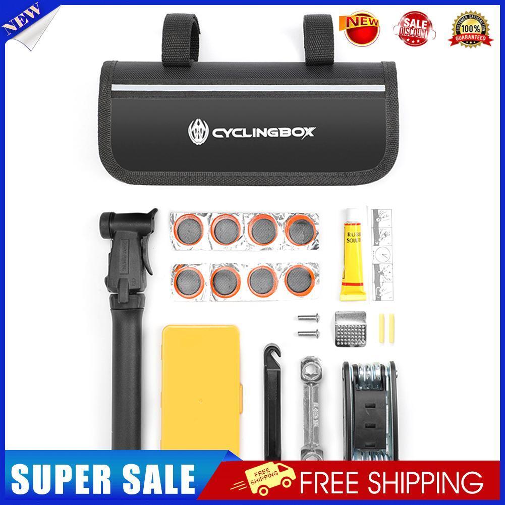 CYCLINGBOX Bicycle Tire Inflator Pump MTB Bike Tyre Patch Repair Tool Kits