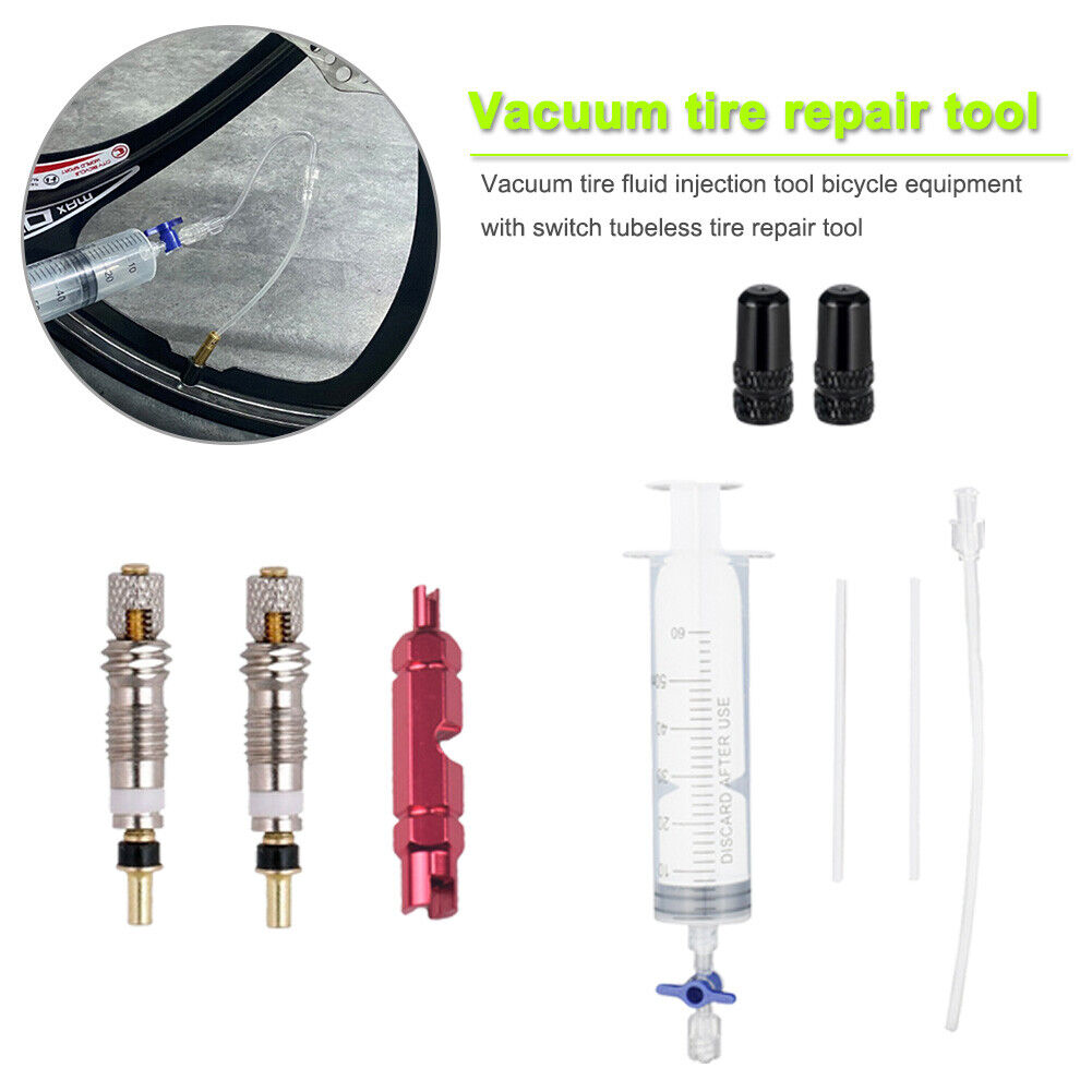 60ml MTB Road Bike Tubeless Tyre Sealant Injector Syringe Tool Kit (Red)