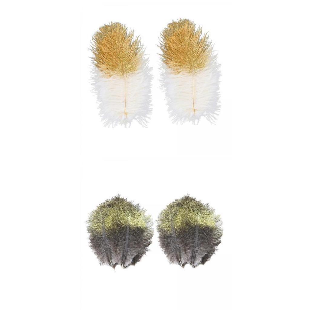 24  Feathers 15 20 Cm for Centerpieces Black And White