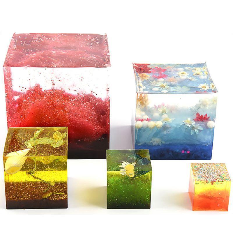 4Pcs DIY Craft Candle Mold Cube Crystal Jewelry Pendant Casting UV Epoxy Mold