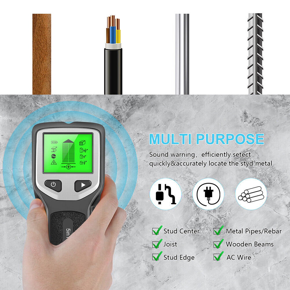 5 in 1 Stud Metal Detector LCD Wall Scanner AC Wood Finder Cable Tracker