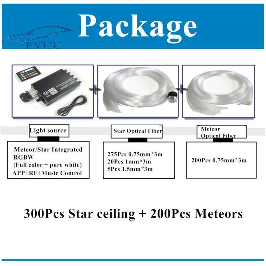 1set 16W RGBW Twinkle Fiber Optic Star 500pcs APP Control Ceiling Integrated Kit