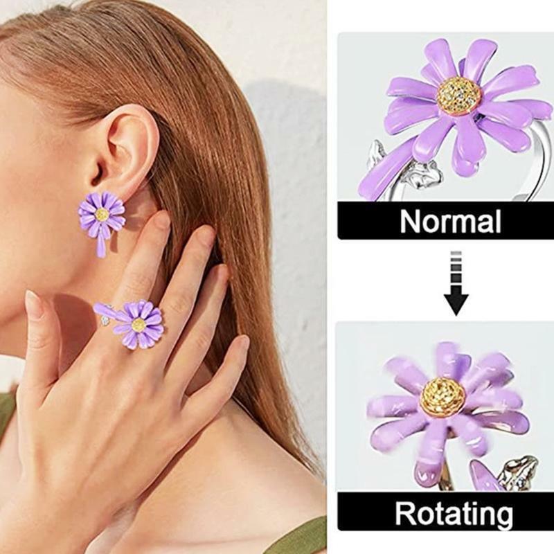 Ins Rotatable Daisy Ring Fidget Anxiety Relief Ring Best Party Gifts for Women