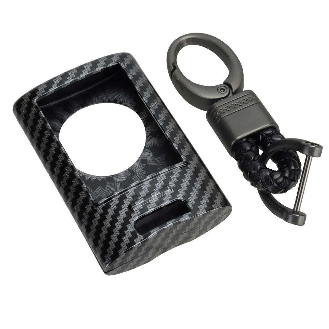 Carbon Fiber Smart Key Fob Case Cover Chain Fit For Cadillac Escalade CTS SRX