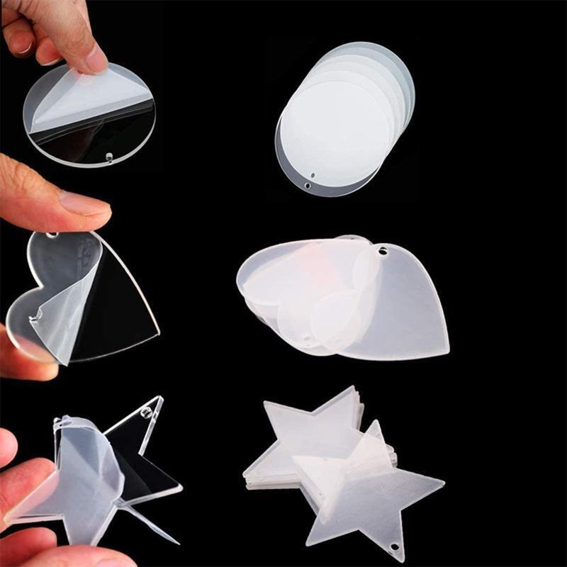 24Pcs Christmas Ornament Acrylic Clear Keychain Blanks with Keyring Chain Decor