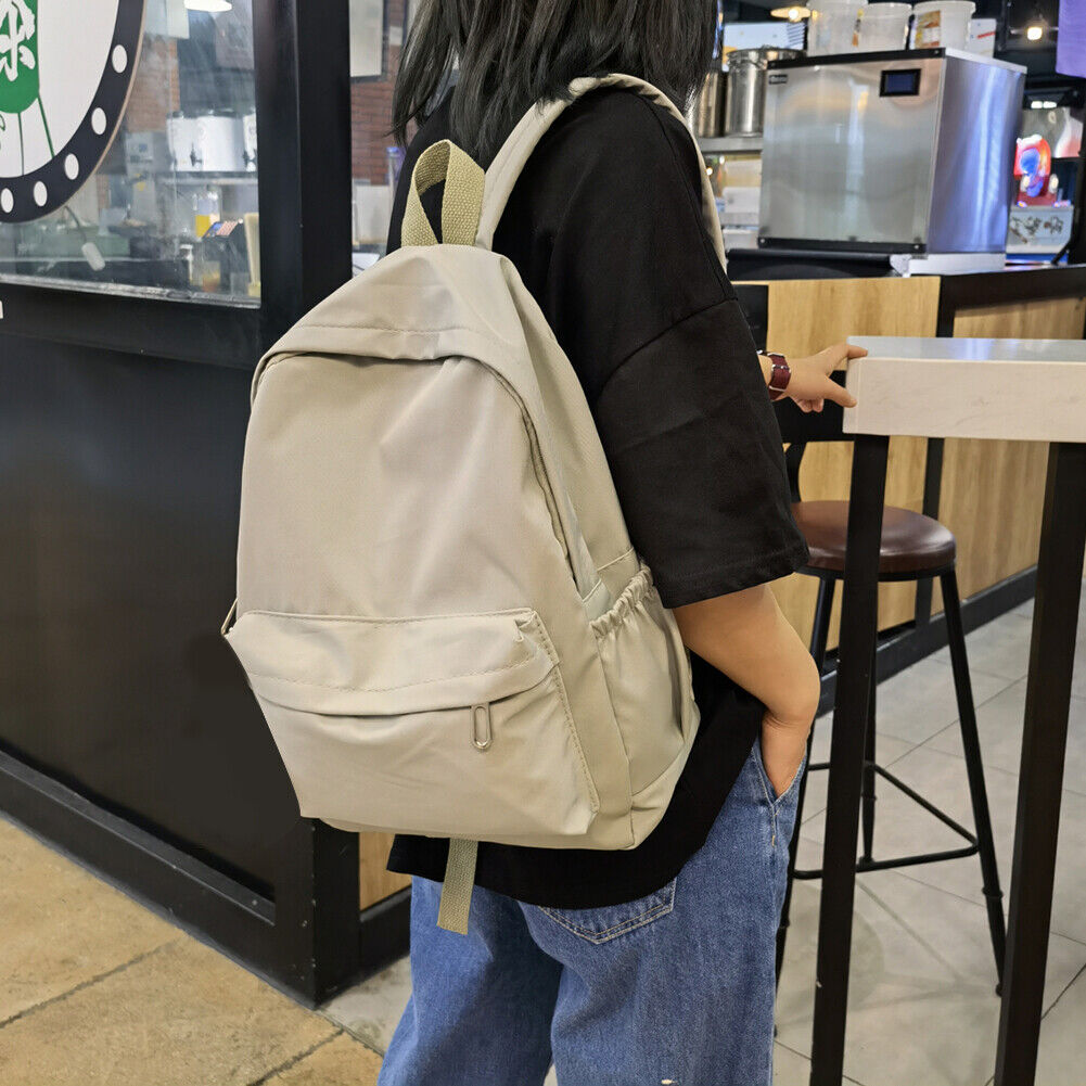 Preppy Style Students Backpack Women Solid Color Large Handbags (Green)